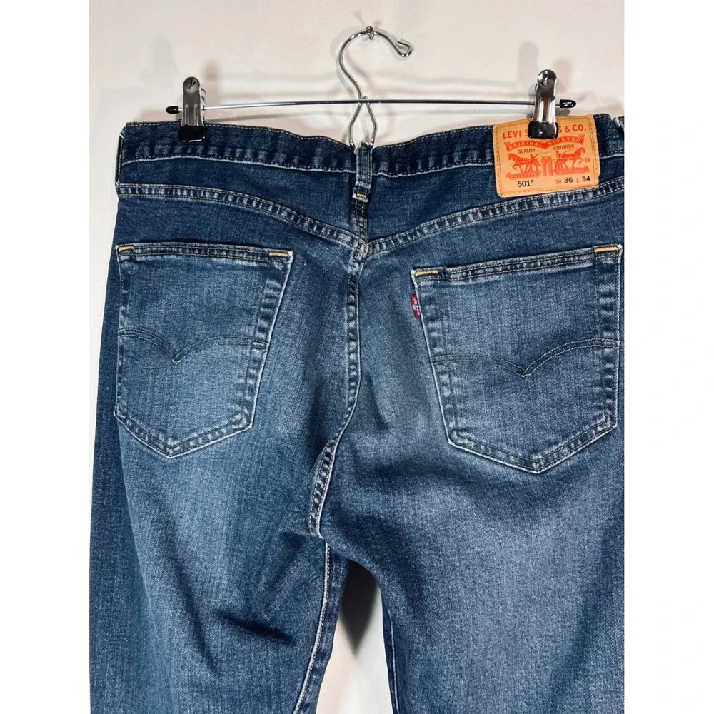 Levis‎ 501 Original Fit Mens Jeans 36x34 Blue Denim Button Fly Straight Leg